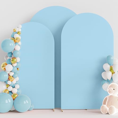 Wokceer Wedding Arch Cover (7.2FT, 6.6FT, 6FT) Set of 3 Spandex Fitted Wedding Arch Stand Covers for Round Top Chiara Arch Backdrop Stands Cover for Birthday Party Ceremony Banquet Decor Dusty Blue - color: Dusty Blue, size: 7.2FT,6.6FT,6FT
