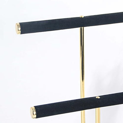 2 Tier Necklace Bracelet Holder Stand, Multi-Use Jewelry Display Organizer with Metal Tray, Velvet T-Bar Metal Necklace Organizer Stand, Jewelry Hanger Tower Rack for Men Women (Black 12" Tall) - color: Black