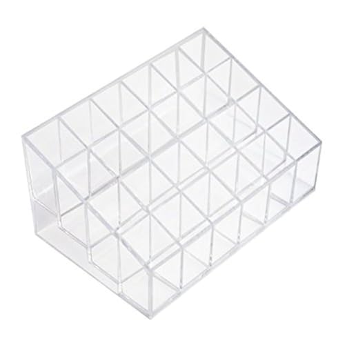 Transparent Cosmetic Makeup Organizer Clear 24 Lattices Lipsticks Cosmetic Lotion Makeup Organizer Storage Display Holder Stand - size: 5.75x3.75x1.75 Inch (Pack of 1)