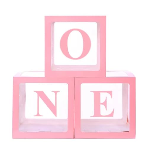 Pink One Boxes for 1st Birthday, One Balloon Box With 20 Balloons, Baby Girl 1 Year Old Gifts, 1st Birthday Party Decorations Boy, Anniversary Decorations Photoshoot Props Backdrop. (Pink) - color: Pink