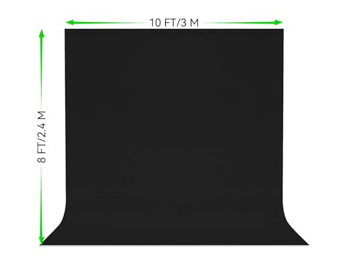 8X10 FT Black Backdrop, 100% Polyester Photography Background Curtain Screen, Foldable Black Screen Washable for Professional Photoshoot Portraits Party Video Studio - color: Black, size: 8 X 10FT