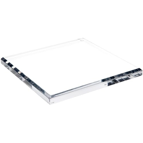 Plymor Clear Acrylic Square Beveled Display Base, 9" W x 9" D x 0.75" H - size: 9" x 9" x 0.75"