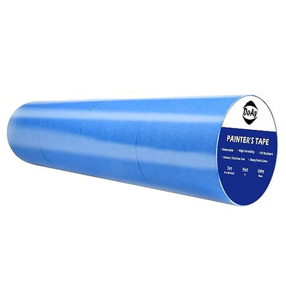 Blue Painters Tape 4 Inches x 30 Yards - Multi Surface Use - 120 Yards Total - 4 Rolls - size: 4"