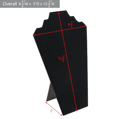MOOCA 6 Pcs Velvet Covered MDF Wood with Cardboard Easel Multiple Necklace Display, 8 1/2 "W x 3" D x 12 1/2 "H Inches, Black Color - color: Black Velvet
