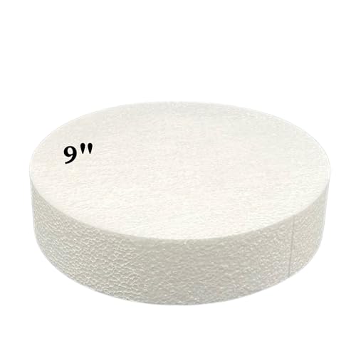 FromJennWithLove 9x2 Inch Cake Dummy – 9in Round Styrofoam Form, 2in Tall – USA-Made for Decorators, Bakers & Fake Cake Displays