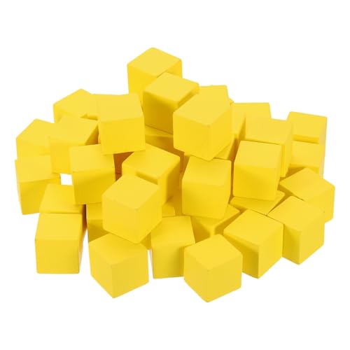 uxcell 100Pcs Wood Blocks for Crafts, 1 Inch Unfinished Wooden Cube Pine Wood Square Block for DIY Craft Projects, Yellow - color: Yellow, size: 1"