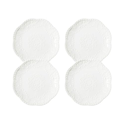White Small Dessert Plates Set of 4,Ceramic Dinner Plates 6 Inch for Appetizer, Fruits, Cake, Salad,Microwave Safe,Christmas Gift - color: White-3