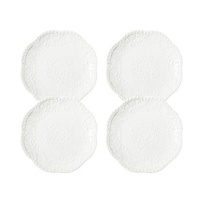 White Small Dessert Plates Set of 4,Ceramic Dinner Plates 6 Inch for Appetizer, Fruits, Cake, Salad,Microwave Safe,Christmas Gift - color: White-3
