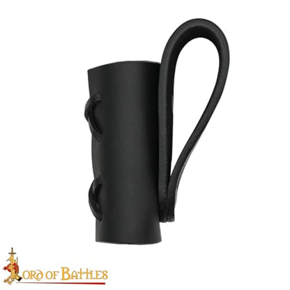 Lord of Battles Medieval Genuine Leather Axe Frog | Axe Holster with Belt Loop | Waist Holder for Axes, Tools - color: Dagger Holster - Black