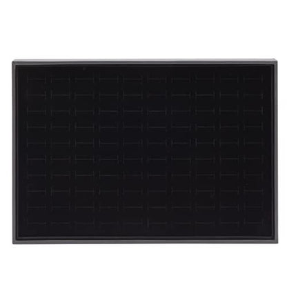Juvale Ring Display Tray - Velvet Protection & Jewelry Display - Removable Pad & Earring Storage - Stackable Jewelry Trays & Glasses Holder for Nightstand - Pack of 2, 13.8 x 9.5 x 1.3 in, Black