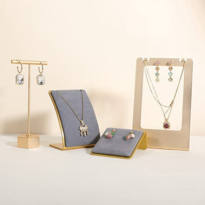 Grey Necklace display stand, Velvet Jewelry necklace display holder for selling, small metal earring neck storage organizer, online jewelry photography props【Grey】 - color: grey