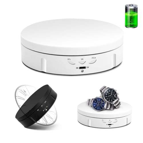 JAYEGT Motorized Rotating Display Stand, 5.74inch /22LB Load, 360 Degree Electronic Turntable Display Stand for Photography Products Shows, Jewelry, Watch, 3D Models, Cake, White - color: white
