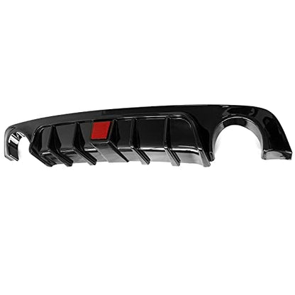 FREEMOTOR802 Rear Diffuser with LED Brake Light, Fits 2018-2024 Infiniti Q50, Gloss Black PP Rear Bumper Molding Lower Lip Splitter Spoiler Valance Panel Add-on Exterior Styling Trim Kit