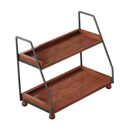 2 Layer Cup Riser Stand Tiered Display Step Shelf Vintage Tabletop Organizer Mugs Holder for Cupcakes Cabinet
