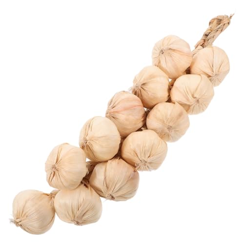 Cabilock Versatile Decorative Garlic Hanging Strings Realistic Fake Garlic Braid with Built Hanging Rope for Home Decor Photography Props and Lifelike Kitchen Decoration Garlic
