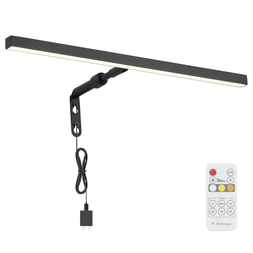 Picture Lights for Paintings Plug in, 16" 4W Adjustable LED Picture Light Art Light with Timer, Remote Control Gallery Painting Wall Light for Picture Display Frame Dartboard Art Work (Black) - color: Black, size: 15.7inch,1 pack