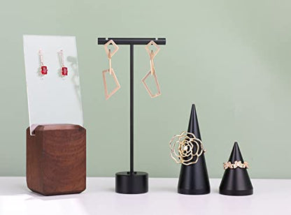 2pcs Black Ring Display - Wedding Ring Holder for Nightstand, 2" & 3.1" Heights - color: Black