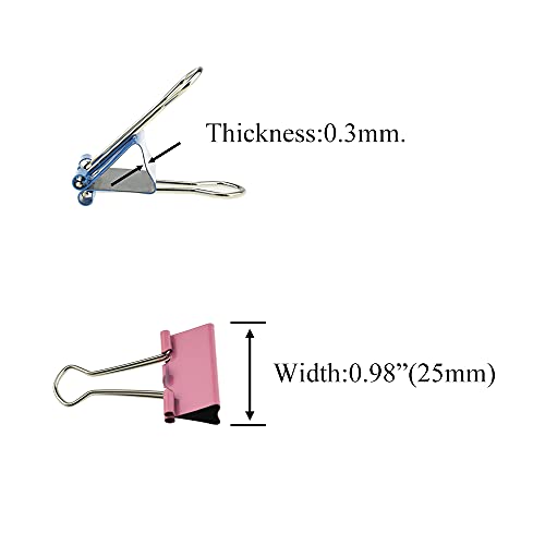 HAHIYO Binder Clips Paper Clamps Spring Steel Sturdy 0.98 inches Width 0.31 Inch Capacity No Sharp Edges Heavy Duty Tight Grip Reusable Color Metal Bright Finish for Home Office School 28 Pack - size: Color0.98in-28P