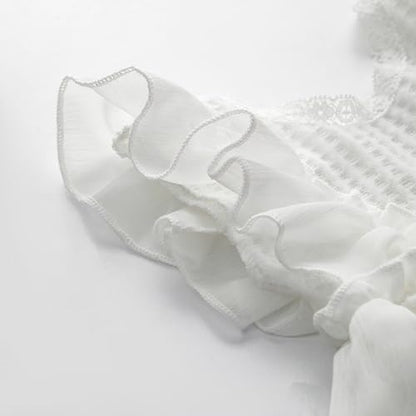 Holibeat Baby Girl 4PCS Photography Props (Romper+Pillow+Hat+Shoes) Newborn Girl Christmas Lace Photoshoot Outfits Infant Posing Props (white) - color: White1