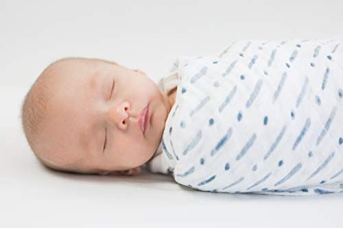SwaddleDesigns Cotton Muslin Swaddle Blankets, Set of 4, Receiving Blankets for Baby Boys & Girls, Best Shower Gift, 46x46 inches, Denim Indigo - color: Denim Indigo