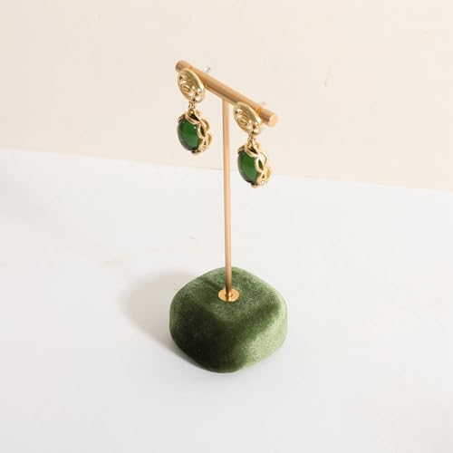 Velvet Earring T Bar Stand Jewelry Display, Earring Display Holder for Selling, Jewelry Storage Organizer【Green】 - color: Green