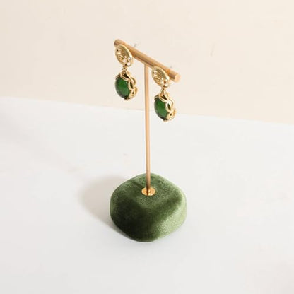 Velvet Earring T Bar Stand Jewelry Display, Earring Display Holder for Selling, Jewelry Storage Organizer【Green】 - color: Green