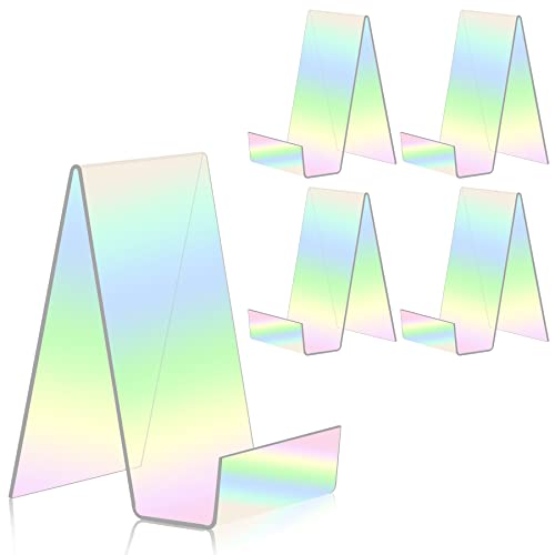 ZOEY Acrylic Book Stand with Ledge - Colorful Display Easels Plate - 5 Pack Large Holder for Books, Music Sheets, Artworks, CD, Tablet - color: Rainbow, size: 5 x Large