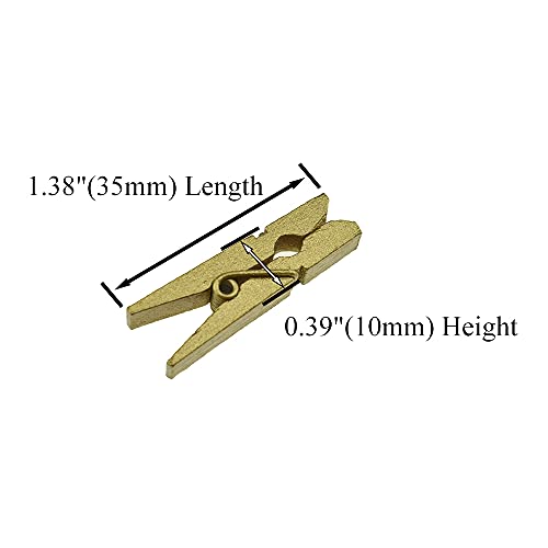 HAHIYO Gold Wooden Clothes Pins Clothespins Small Do NOT Fall Apart 1.38 inches Length 50 Pack Sturdy Strong Springs No Rust No Discoloration for Laundry Bathroom DIY Craft Photos Food Opened Bags - size: Gold 1.38 inches 50 Pack