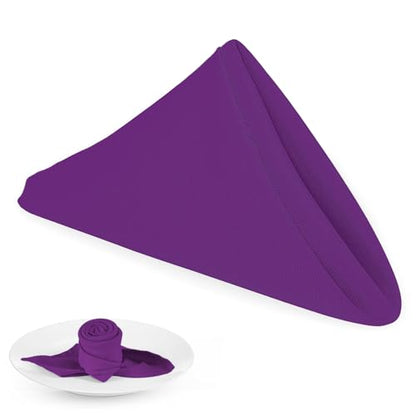 PLOYMONO Eggplant Heavy Duty Cloth Napkins - 17 x 17 Inch Solid Washable Polyester Dinner Napkins - Set of 8 Napkins with Hemmed Edges - Great for Weddings, Parties, Banquets Dinner & More - color: Eggplant