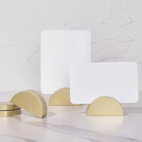 UNIQOOO 10 Set 2" Arch Gold Birch Wood Stand with Cards |1.2mm Slot, for Name Cards, Place Card Holder, Photo Display Stand | for Event Decor, Retail Shop, Cafe Restaurant Menu, Business Card, Name Tag - color: Acrh Gold Birch