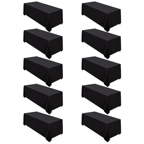 Surmente 10 Pack Black Tablecloth 90 x 156-inch Rectangular Polyester Table Cloth for Weddings, Banquets, or Restaurants - color: Black, size: 90x156 in, 10 Pack