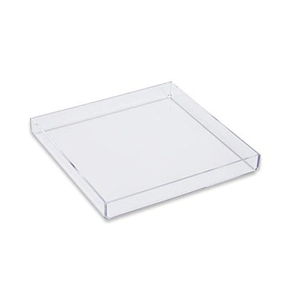 Clear Acrylic Organizer Tray, 8 x 8 Low-Profile Display & Vanity Tray – BPA-Free, Bathroom, Desk, Decor & Serving (Dry Use Only) - Made in USA - size: 8" x 8" x 1"