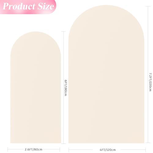 Wokceer Wedding Arch Backdrop Cover 7.2FT, 6FT Spandex Fitted Wedding Arch Stand Covers 2 Set Round Top Chiara Backdrop Stands Cover for Birthday Party Ceremony Banquet Decoration Beige - color: Beige, size: 7.2FT,6FT