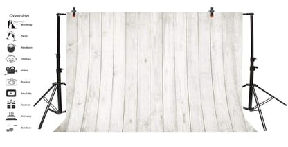 Yeele 7x5ft Vintage Wood Backdrop Retro Rustic White and Gray Wooden Floor Background for Photography Kids Adult Photo Booth Video Shoot Vinyl Studio Props