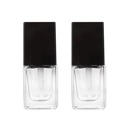 2PCS 15ml/0.5oz Empty Refill Square Glass Cosmetic Pump Bottles Clear Lotion Containers with Black Pump Head Makup Travel Vials for Foundation Cleanser Essential Oils Liquids Cream