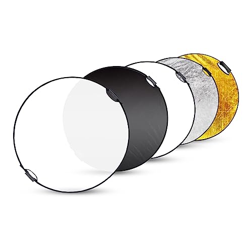 Selens 32 Inch (80cm) Reflector Photography, Collapsible Light Reflector with Carrying Case, 5 in 1 Handle Reflector for Photography Photo Studio Lighting -Translucent, Silver, Gold, White and Black - size: 32 Inch