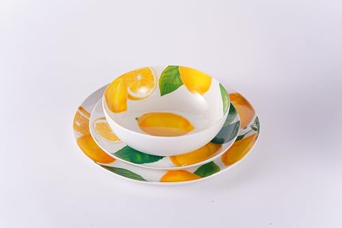 Abode Homewares Lemon Fresh 8.5'' Durable Melamine Salad Plates, Shatter-Resistant and Dishwasher-Safe Indoor/Outdoor Dinnerware for Salads, Appetizers, Desserts, or Side Dishes - Yellow - Set of 6 - size: Salad Plate