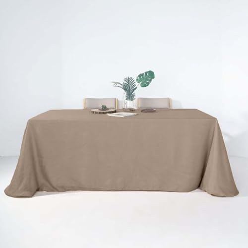 Efavormart 90x132 Taupe Premium Faux Linen Rectangular Tablecloth | Wrinkle Free Tablecloth - color: Taupe, size: 132" x 90" (Rectangular)