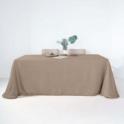Efavormart 90x132 Taupe Premium Faux Linen Rectangular Tablecloth | Wrinkle Free Tablecloth - color: Taupe, size: 132" x 90" (Rectangular)