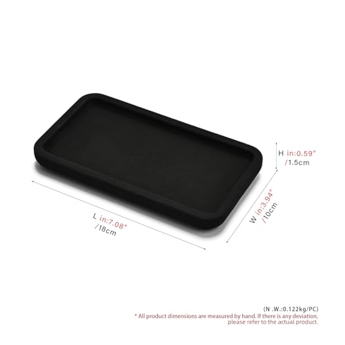 Microfiber Jewelry Display Flat Tray for Rings Earrings Necklace Bracelet, Jewelry Photograph Display Catchall Organizer Tray Dish(S,Black) - color: Black, size: 18 * 10 * 1.5cm