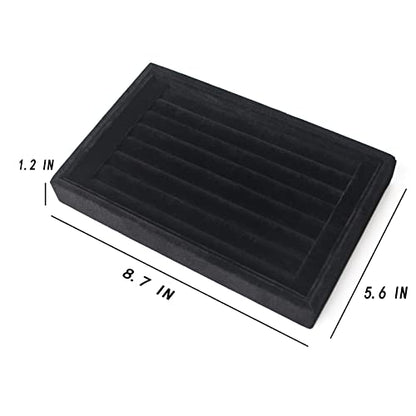 Pangkeep Ring Holder Display Tray Jewelry Organizer Stands for Selling Rings Earrings Show (Black) - color: Black