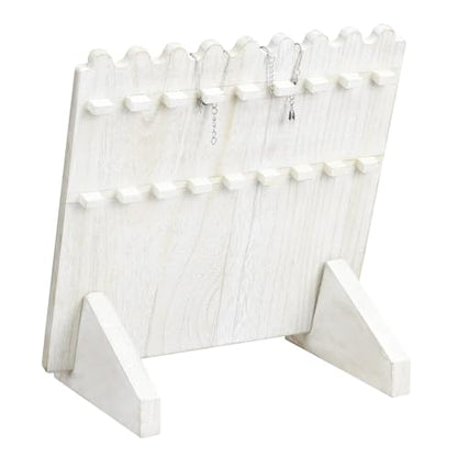 Ikee Design Set of 2 Wood Necklace Jewelry Display Stand for 8 Necklaces, Necklace Display Holder Organizer, Wash White Color - color: Wash White