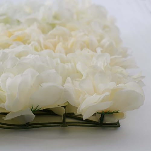 Efavormart Pack of 4 | 13 Sq. Ft. White Champagne Silk Flower Wall Panels, UV Protected 3D Mixed Floral Mat with Peonies and Roses for Wedding Backdrop - color: Champagne