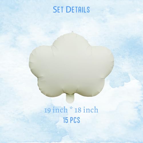 Cloud Balloons Foil Mylar Cloud Balloons for Birthday Party Decorations Supplies (White Sand) - color: White Sand
