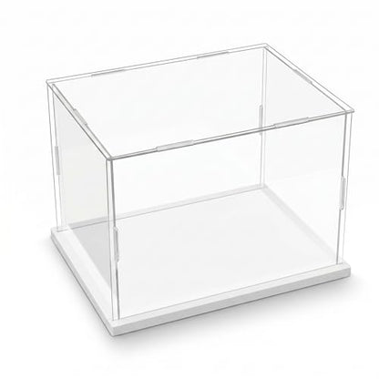 Clear Acrylic Display Case, Assemble Cube Display Box Stand with PVC Material White Base, Dustproof Protection Showcase for Collectibles Memorabilia Figurines (8*8*8inch;20*20*H20cm) - size: 8 x 8 x 8 in