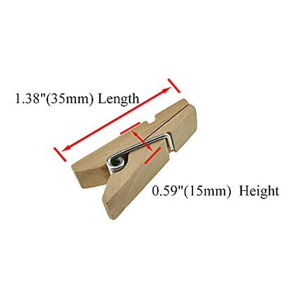 HAHIYO Wooden Clothes Pins Clothespins Small Do NOT Fall Apart 1.38x0.47 inches Length 35 Pack Sturdy Strong Springs No Rust No Discoloration for Laundry Bathroom DIY Craft Photos Food Opened Bags - size: Natural Wood 1.38x0.47 inches 35 Pack