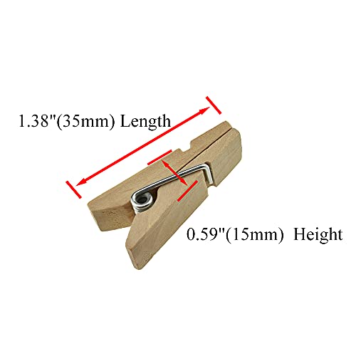 HAHIYO Wooden Clothes Pins Clothespins Small Do NOT Fall Apart 1.38x0.47 inches Length 35 Pack Sturdy Strong Springs No Rust No Discoloration for Laundry Bathroom DIY Craft Photos Food Opened Bags - size: Natural Wood 1.38x0.47 inches 35 Pack