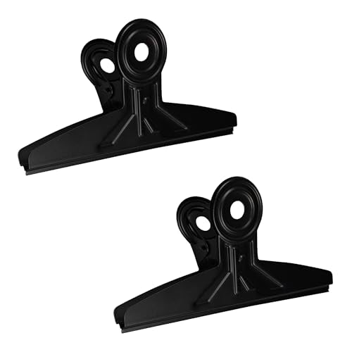 20CM Stainless Steel Binder Clips, Extra Large Bulldog Paper Clamps Bull Clips, Black Hinge Clips for Office School Home Supplies Photos Crafts Food Bags Tags, 2pcs - color: Black