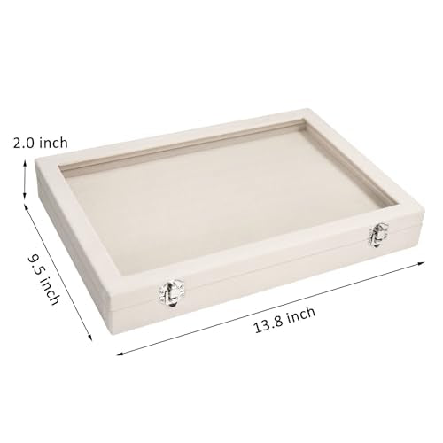Vicoter Rings Organizer Tray 100 Slot Velvet Ring Earring Storage Box TranSparent Cover Jewelry Store Ring Display Box Jewelry Display Cabinet for Girl Wife Mother - color: Beige