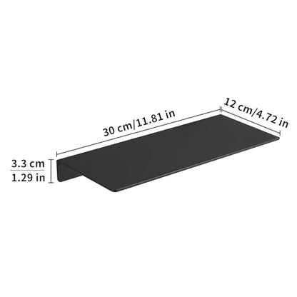 JOOM 2 PCS Small Floating Shelf, 12'' Metal Wall Shelf, Black, Bathroom, Durable, Waterproof, 5.0lbs Weight Capacity - color: Black, size: 12 Inch-Two Pack